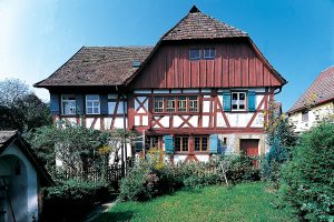Außenansicht eines Fachwerkhauses