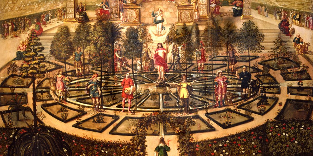 Ausschnitt aus einem Gemälde mit menschlichen Figuren