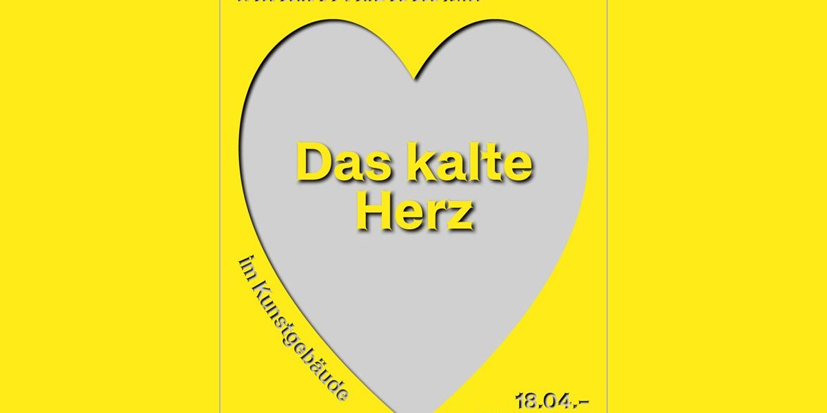 graues Herz auf gelbem Grund mit Schrift