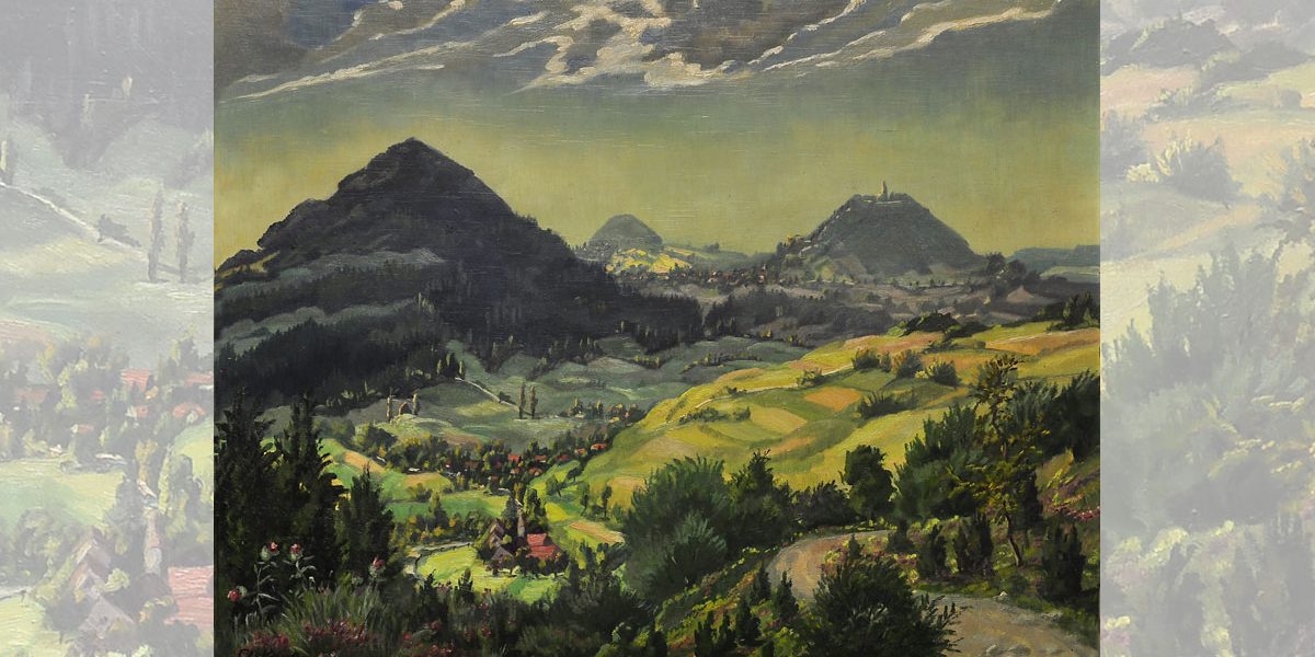 Gemälde mit einer gebirgigen Landschaft